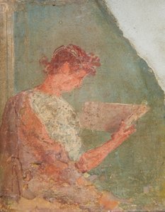 読んでいる女の子のフレスコ画 作： Roman